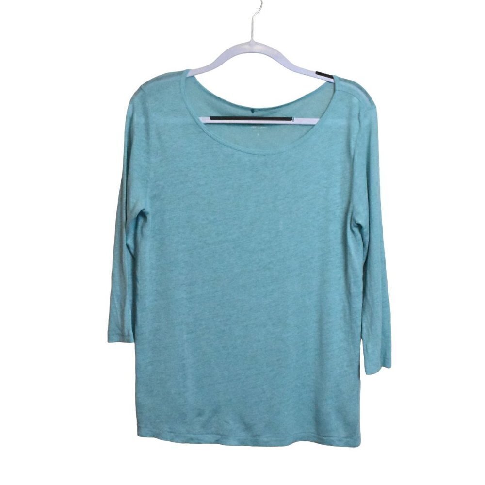 J. Crew 100% Linen Scoop Neck Shirt Top Teal Size S